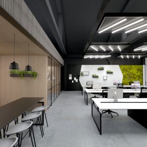 modern industrial open plan office design by thus studio