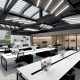 industrial looking black and white office design by thus studio